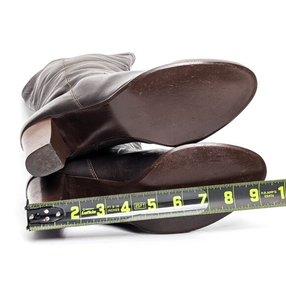 Nine West Teardrop Dark Brown Leather Vintage 90s Slip-on Tall Boots sz 9 - Picture 5 of 8